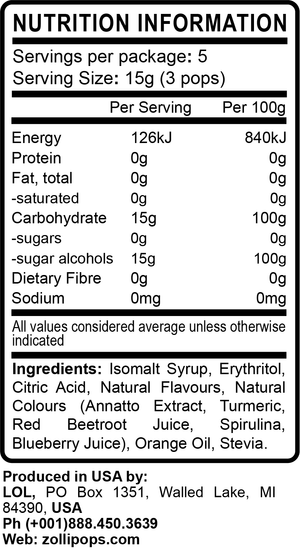 Zollipops® Pineapple (~13) Sugar Free Lollipops - Daz & Andy’s Healthy Lollies