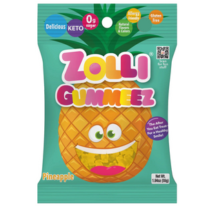 Pineapple Flavoured Zolli Gummeez 55gms - Daz & Andy’s Healthy Lollies Sugar free gummy bears natural colours and flavours, gluten free, no sugar, healthier treats for kids