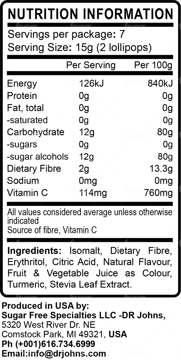 Dr. John's Xylitol-Free Tropical Fruit Sugar-Free Lollipops - Daz & Andy’s Healthy Lollies