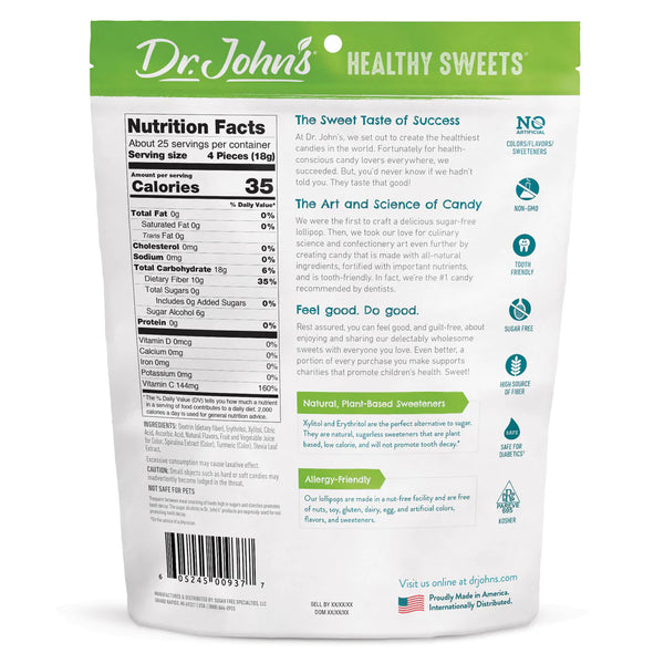 NEW! Dr. John's Fresh Fruit Sugar Free (100) lollies with Vitamin C and Fibre - Daz & Andy’s Healthy Lollies