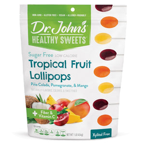 Dr. John's Xylitol-Free Tropical Fruit Sugar-Free Lollipops - Daz & Andy’s Healthy Lollies