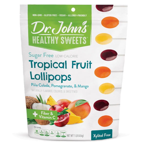 Dr. John's Xylitol-Free Tropical Fruit Sugar-Free Lollipops - Daz & Andy’s Healthy Lollies