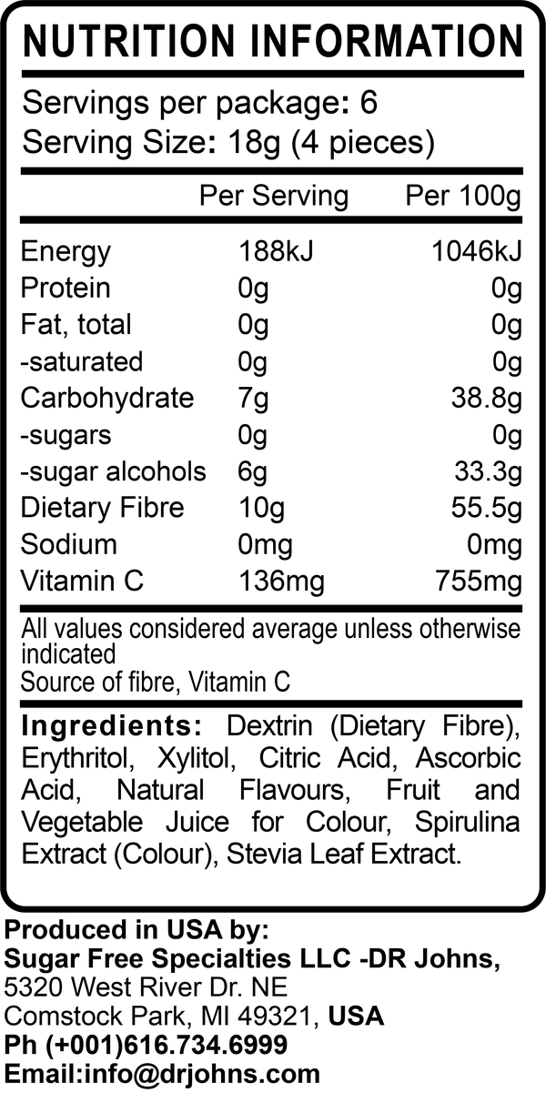 Sugar Free Sour Hard Lollies with Vitamin C