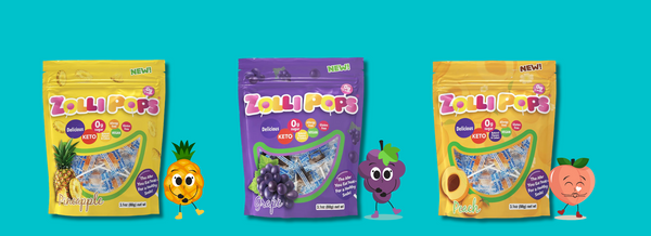 More yummy flavours from your favourite sugar-free lollipop - zollipops grape, pineapple and peach