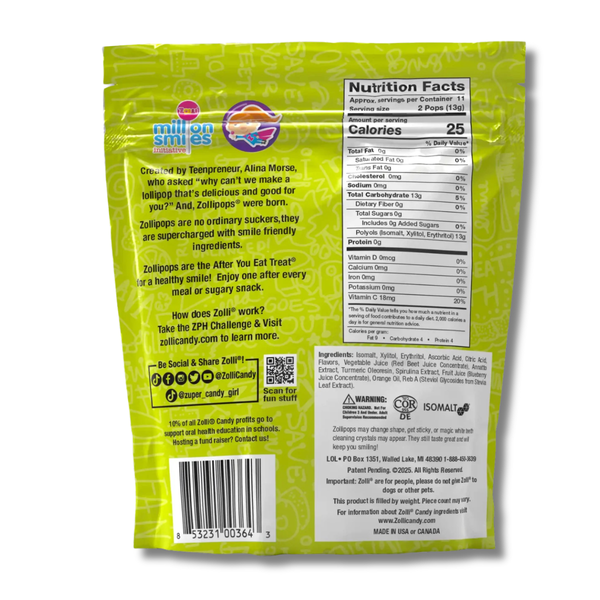 NEW! Zollipops® Sour Sugar-Free Lollipops with Vit C - Daz & Andy’s Healthy Lollies