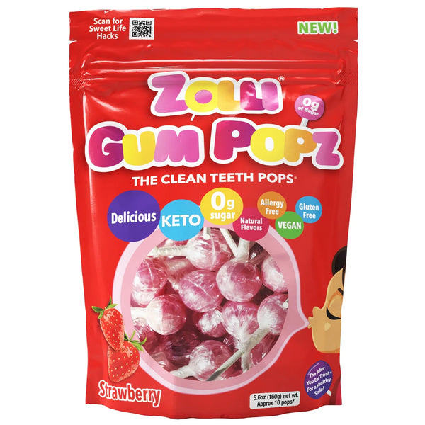NEW! Sugar-Free ZOLLI GUM POPZ ~10 lollipops - Daz & Andy’s Healthy Lollies
